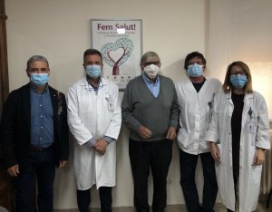 Foto de grup amb presidència i gerència de l'FCEDF, i de gerència i Servei de Rehabilitació de l'Hospital Sant Rafael