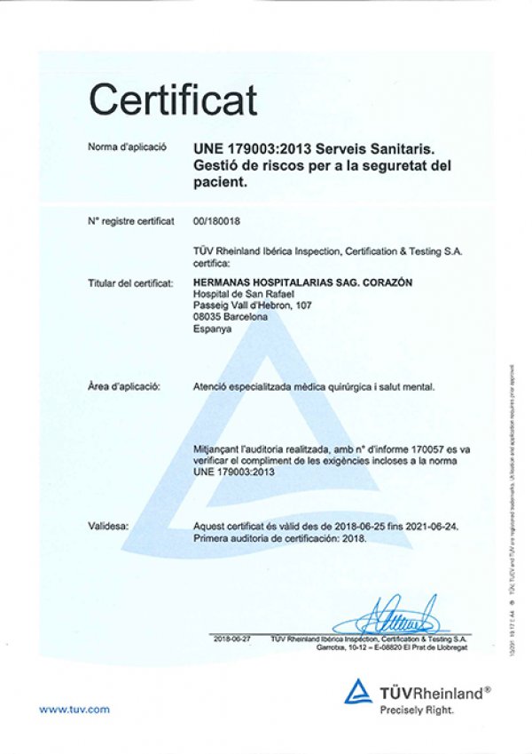 certificat acreditatiu de la norma UNE 179003